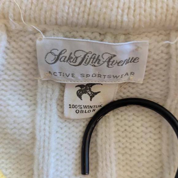 Vtg Saks Fifth Avenue Womens S Wintuk Orlan Cable Knit Sweater Tennis Preppy - Picture 6 of 6